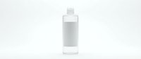 Clear glass bottle with white pump dispenser isolated on white background for cosmetic and skincare product mockup designs.