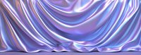 Luxurious flowing silk fabric in holographic purple and blue colors creates elegant waves and folds against light background, suitable for luxury design projects.