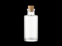Clear glass bottle with cork stopper, isolated on transparent background, ready for T-shirt, sticker, clipart, print on demand, and sublimation design use.