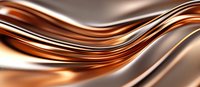 Luxurious metallic copper and silver waves create smooth flowing curves against light background, abstract modern design pattern for elegant backgrounds and presentations.
