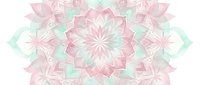 Symmetrical mandala pattern with layered petals in soft pink and mint green tones, featuring geometric floral design for wallpaper, textile, and decorative backgrounds.