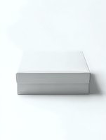White rectangular box with lid on light background,anding and design presentations.