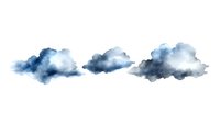 Watercolor clouds in shades of blue and gray on white background, isolated elements for creative design projects and digital art compositions.