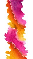 Vibrant pink and orange watercolor abstract with flowing organic shapes and sparkling texture on white background, suitable for creative design projects.