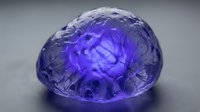 Translucent purple gemstone with glowing interior light effect on neutral background, suitable for jewelry design, luxury branding, and digital art projects.