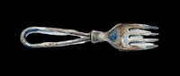 Vintage metal fork with weathered patina isolated on transparent background, ready for clipart, t-shirt design, print-on-demand, stickers, and sublimation projects.