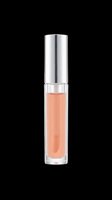 Peach liquid lipstick in clear tube with metallic silver cap, isolated on transparent background ready for beauty product design, cosmetics packaging, print-on-demand, and digital marketing use.