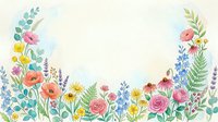 Watercolor floral border frame with wildflowers, roses, daisies and greenery on white background for wedding invitations and spring designs.