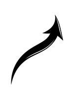 Black curved arrow pointing upward on white background isolated for graphic design and business presentations.