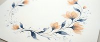 Watercolor floral wreath with orange flowers and blue leaves on white paper background for wedding invitations and greeting cards.