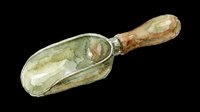 Vintage metal scoop with wooden handle, isolated on transparent background. Ready for clipart, print-on-demand products, t-shirt designs, stickers, and sublimation projects.