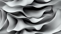 Monochromatic abstract wavy pattern with smooth flowing curves and undulating surfaces creating dynamic light and shadow effects in grayscale tones.