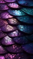 Iridescent dragon scales in vibrant purple and turquoise creating mesmerizing pattern with metallic shine and detailed texture. Magical fantasy background.