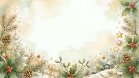 Festive holiday frame with golden pine cones, holly berries, dried botanicals and stars on cream background. Suitable for greeting cards, invitations and seasonal designs.