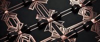 Abstract copper geometric network with interconnected nodes and lines on dark background for modern technology and connectivity concepts.