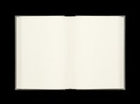 Open hardcover notebook with blank cream pages, isolated on transparent background. Ready for t-shirt design, clipart, stickers, print on demand, and sublimation use.