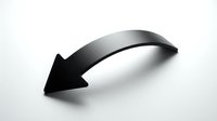 Curved black arrow pointing downward on white background, isolated design element for web, presentations, and marketing materials.