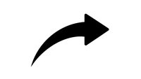 Black curved arrow pointing right on white background isolated for graphic design and presentation use.