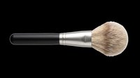 Fluffy powder makeup brush with black handle isolated on transparent background, ready for beauty clipart, stickers, t-shirt design, and print on demand use.