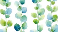 Delicate watercolor eucalyptus branches with blue and green leaves on white background, perfect for wedding invitations and botanical designs.