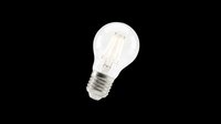 Vintage LED filament light bulb with warm glow isolated on transparent background. Ready for design use on t-shirts, clipart, stickers, print-on-demand products, and sublimation projects.