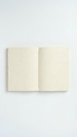 Open blank notebook with cream colored pages and visible binding, displayed flat on white background for journaling, writing, planning, or educational purposes.