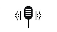 Retro microphone silhouette with musical notes on white background, isolated design element for logos, podcasts, and broadcasting graphics.