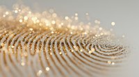 Golden glitter particles arranged in curved wave pattern on neutral background, creating elegant luxury texture for festive or cosmetic design.