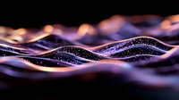 Glowing purple waves with sparkles and bokeh effects create mesmerizing abstract background pattern. Dark mysterious atmosphere with flowing light motion.