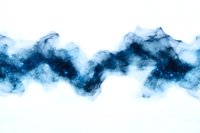 Abstract blue watercolor wave with cosmic starry texture on white background, flowing smoky pattern creates ethereal atmospheric design element.