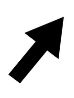 Black arrow pointing diagonally upward and right on white background, isolated graphic element for web design, presentations and business materials.