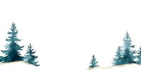 Minimalist watercolor pine trees silhouettes in teal and turquoise shades on white background, forest landscape elements for nature-inspired designs.