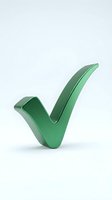 Green checkmark symbol isolated on white background for approval and success concepts in business presentations and marketing materials.