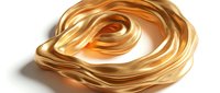 Isolated golden liquid swirl with metallic sheen on white background, suitable for design projects, web graphics, and creative compositions.