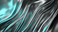Flowing metallic strands with turquoise and silver tones create an abstract, dynamic composition. Suitable for tech, corporate, and modern design backgrounds.