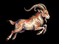 Leaping decorated goat with ornate floral patterns, isolated on transparent background, ready for stickers, t-shirt design, print on demand, and sublimation crafts.