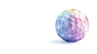 Watercolor golf ball with rainbow gradient colors on white background, isolated sports equipment for golfing illustrations and design projects.