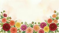 Colorful dahlia flowers border frame with vibrant blooms in pink, orange, yellow and burgundy creating decorative floral arrangement on soft background.