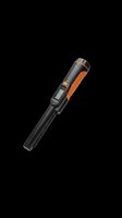 Flashlight with black and orange grip isolated on transparent background, ready for clipart, t-shirt design, stickers, and print-on-demand products.
