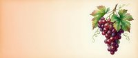 Vintage watercolor grape cluster with green leaves on warm beige background for wine labels, kitchen decor, restaurant menus and culinary designs.