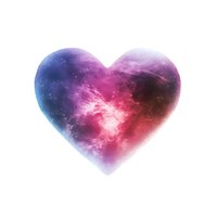 Cosmic heart shape filled with vibrant galaxy colors and nebula patterns on white background, isolated design element for romantic space-themed projects.