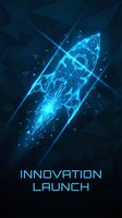 Futuristic rocket with geometric wireframe design and glowing blue light effects on dark background for technology and innovation concepts.