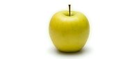 Fresh yellow-green apple isolated on white background, ready for design use in food, nutrition, health, and wellness projects.