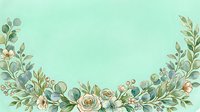 Watercolor floral border with eucalyptus, roses, and botanical elements on mint background, isolated for wedding invitations, greeting cards, and design projects.