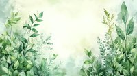 Watercolor green foliage frame with leaves and branches on light background, creating natural border for botanical designs.