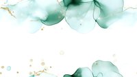Delicate mint green watercolor flowers with gold splatter on white background, elegant floral art composition for wedding invitations and feminine designs.
