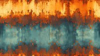 Abstract art background with orange and teal textured stripes creating dramatic contrast. Grunge watercolor effect with distressed rusty appearance for modern wall decor.