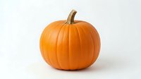 Vibrant orange pumpkin with natural ridges and stem isolated on white background, ready for autumn designs, seasonal graphics, and fall-themed projects.
