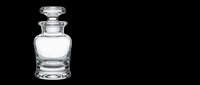 Clear glass decanter with stopper isolated on transparent background, ready for design use on t-shirts, clipart, stickers, print-on-demand products, and sublimation projects.