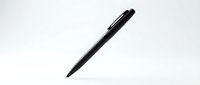 Sleek black ballpoint pen with metallic accents isolated on white background, ready for business, education, and design projects.